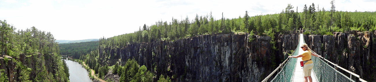 Karen Duquette on the suspension bridge